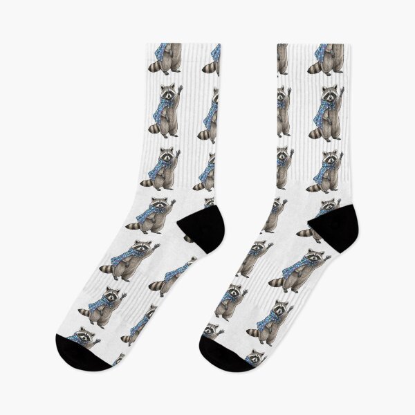 Item preview, Friendly Waving Raccoon in Floral Scarf designed and sold by TeeARTHY.
