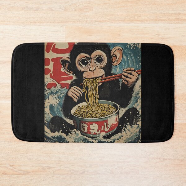 Item preview, Cute Monkey Eating Ramen Japanese Wave Art designed and sold by k3rstman1.