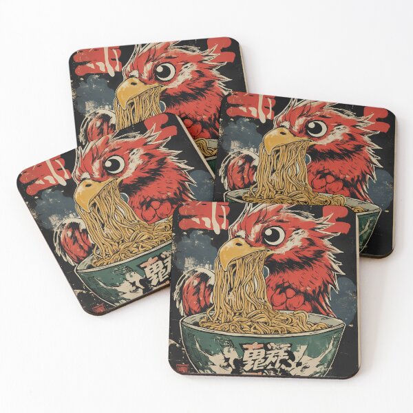 Item preview, Ukiyo-e Rooster Eating Ramen Noodles Vintage Art designed and sold by k3rstman1.