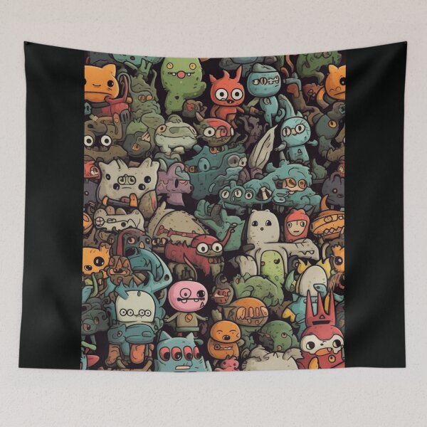 Item preview, Cute Monster Doodle Pattern – Playful Kawaii Creatures designed and sold by Hunana 5o6.