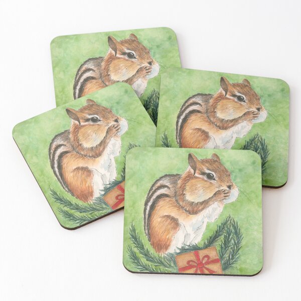 Item preview, Holiday Chipmunk designed and sold by Rhiannon Wolfe Art .