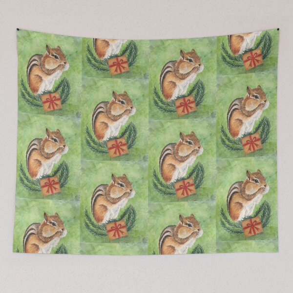 Item preview, Holiday Chipmunk designed and sold by Rhiannon Wolfe Art .