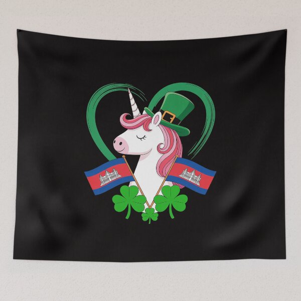 Item preview, Cambodia Proud Cambodian Flag St. Patricks Day Unicorn designed and sold by ForestMmost.