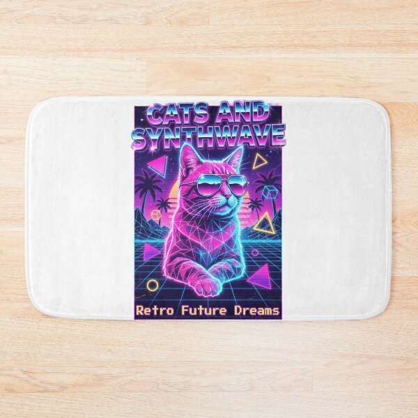 Item preview, Cats and Synthwave, Retro 80s Vaporwave designed and sold by Quillway.