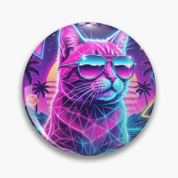 Item preview, Cats and Synthwave, Retro 80s Vaporwave designed and sold by Quillway.