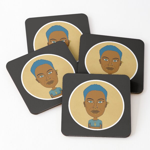 Item preview, Illustration of a Cool Black Queer Girl with Blue Hair, Piercings and Ankh Symbol. Circle Edition. designed and sold by Eric Sintès.