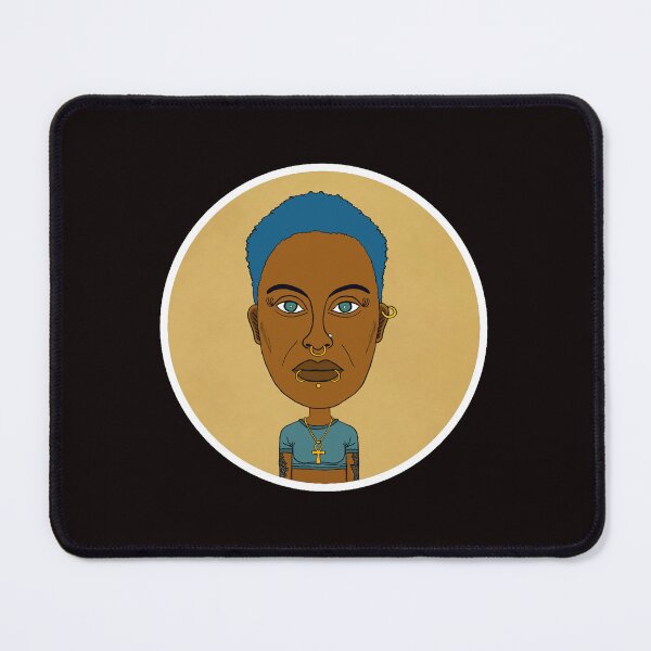 Item preview, Illustration of a Cool Black Queer Girl with Blue Hair, Piercings and Ankh Symbol. Circle Edition. designed and sold by Eric Sintès.