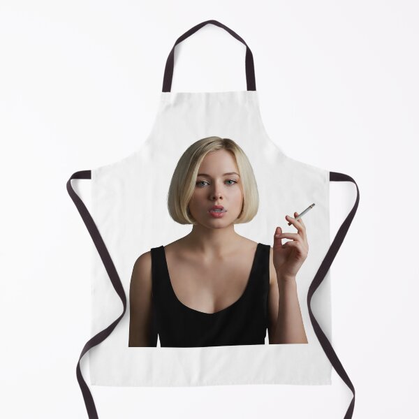 Item preview, Elegant Blonde Woman in Black Dress Smoking with Cool Expression. designed and sold by Spark2Seduction.