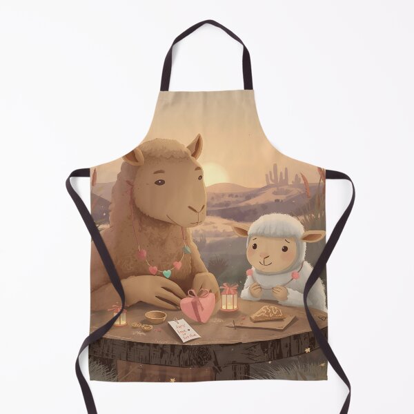Item preview, Valentine’s Camel & Sheep Couple • Whimsical Desert Meadow Heart Prep Art designed and sold by WildlifeWhimsy.