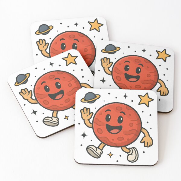 Item preview, Cute Cartoon Mars Planet in Space with Happy Face. designed and sold by The-T-In-Retro.