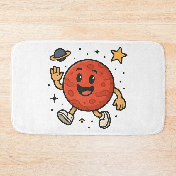 Item preview, Cute Cartoon Mars Planet in Space with Happy Face. designed and sold by The-T-In-Retro.