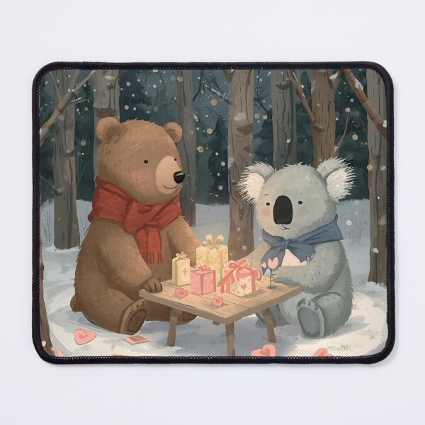 Item preview, Valentine’s Bear & Koala Couple • Whimsical Forest Heart Prep Art designed and sold by WildlifeWhimsy.