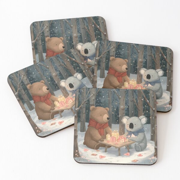 Item preview, Valentine’s Bear & Koala Couple • Whimsical Forest Heart Prep Art designed and sold by WildlifeWhimsy.