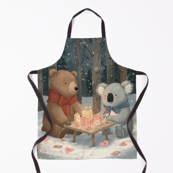 Item preview, Valentine’s Bear & Koala Couple • Whimsical Forest Heart Prep Art designed and sold by WildlifeWhimsy.