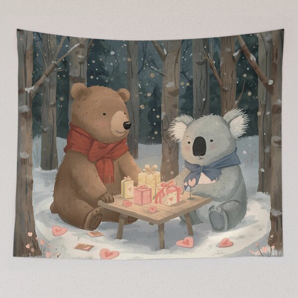 Item preview, Valentine’s Bear & Koala Couple • Whimsical Forest Heart Prep Art designed and sold by WildlifeWhimsy.