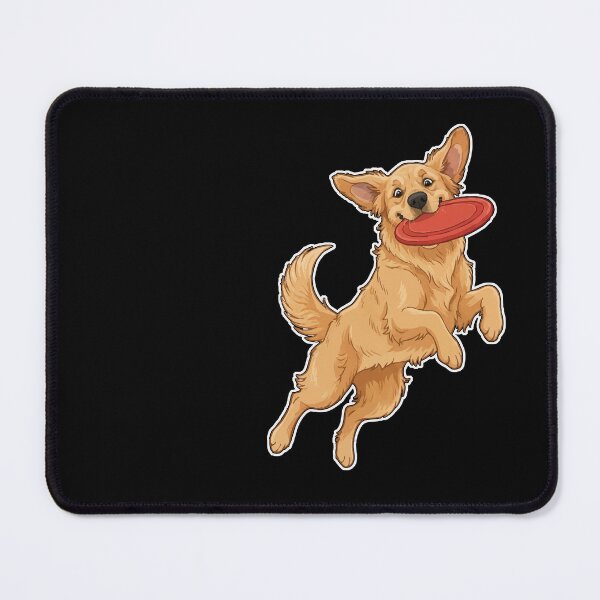Item preview, Golden Retriever Playing Frisbee – Happy Dog Illustration designed and sold by FrancophileFun.