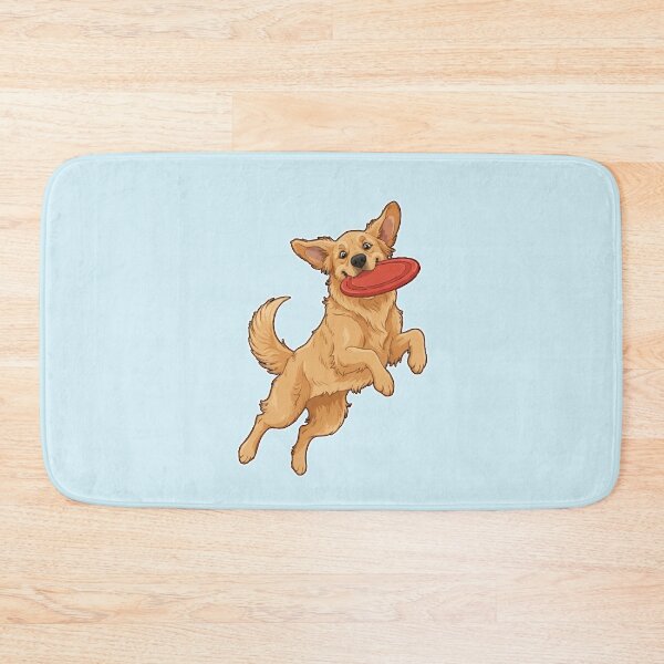 Item preview, Golden Retriever Playing Frisbee – Happy Dog Illustration designed and sold by FrancophileFun.
