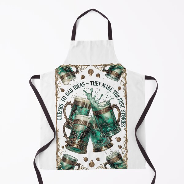 Item preview, Cheers to Bad Ideas Tankards Graphic Tee | Playful Best Stories Emerald Toast Pub Celebration Shirt designed and sold by YMLux.