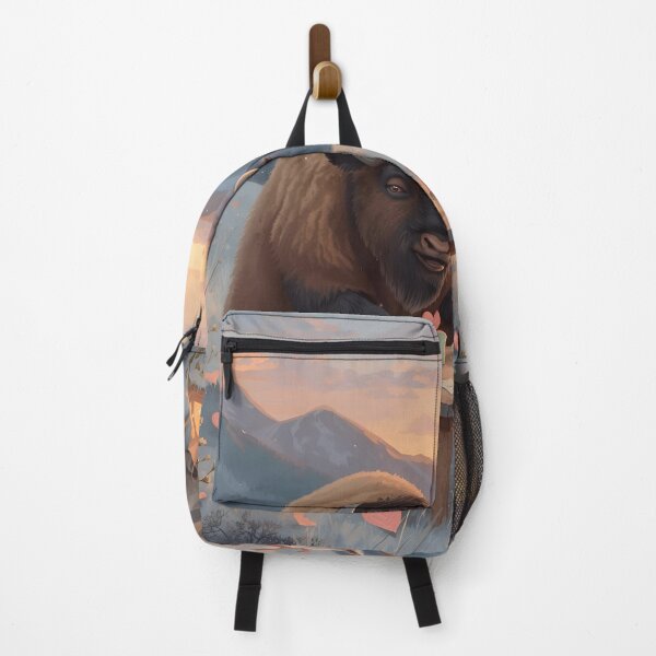 Item preview, Valentine’s Bison & Goat Couple • Whimsical Mountain Heart Prep Art designed and sold by WildlifeWhimsy.
