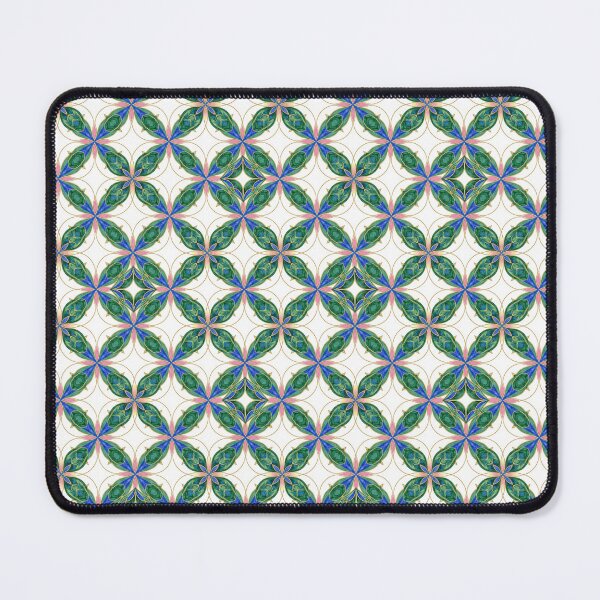 Item preview, Floral Watercolor Mosaic in Green and Blue with Gold Strokes designed and sold by jelypop.