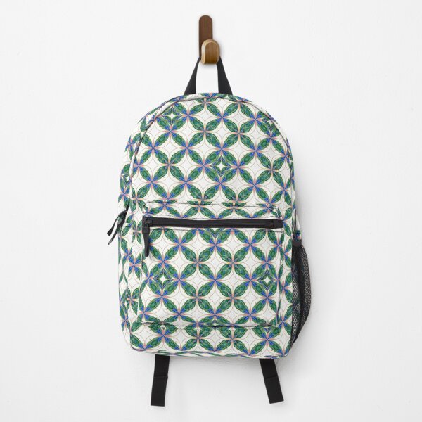Item preview, Floral Watercolor Mosaic in Green and Blue with Gold Strokes designed and sold by jelypop.
