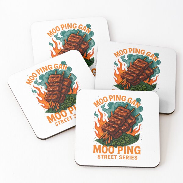 Item preview, Moo Ping Gan – Thai Grilled Pork Street Food Illustration designed and sold by barelyrarelyco.