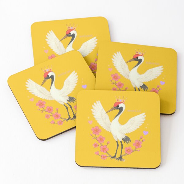 Item preview, Red-Crowned Crane with Plum Blossoms - Solid Yellow designed and sold by HIMEKARI.