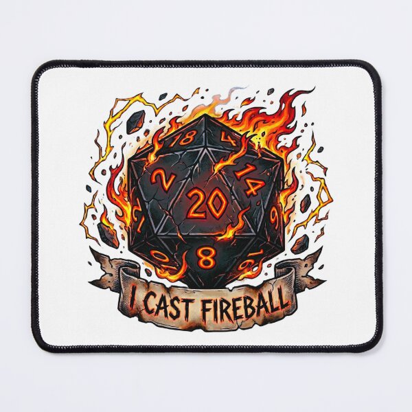Item preview, Wizard "I Cast Fireball" Flaming D20: D&D Class Emblem designed and sold by SkinnyFlatWhite.