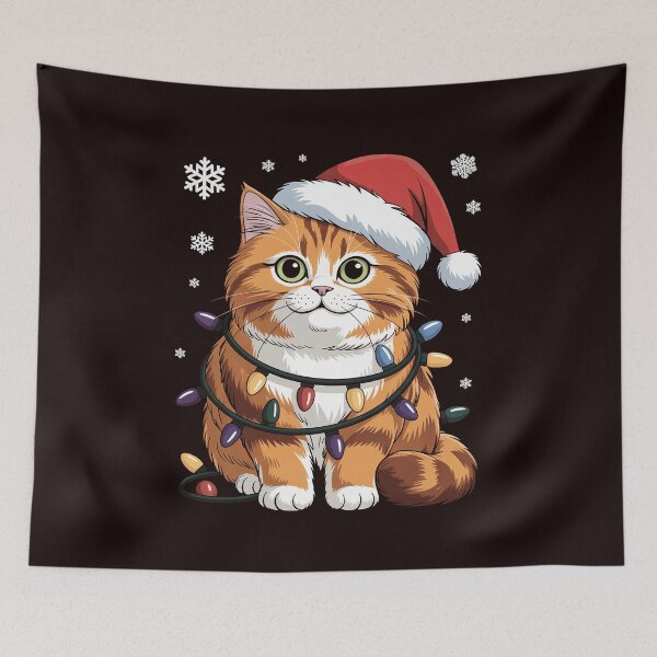 Item preview, Cat Xmas Lighting Matching Santa Hat Cat Christmas designed and sold by hettingerchaim.