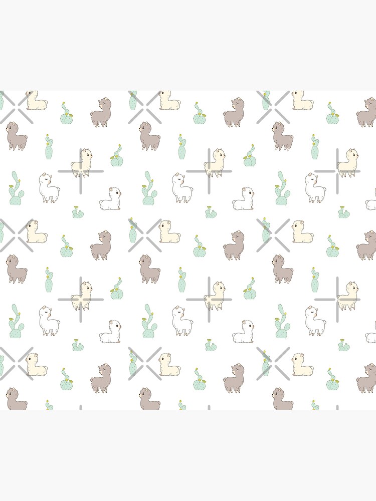 Alpaca pattern with cactus in white background by Miri-Noristudio