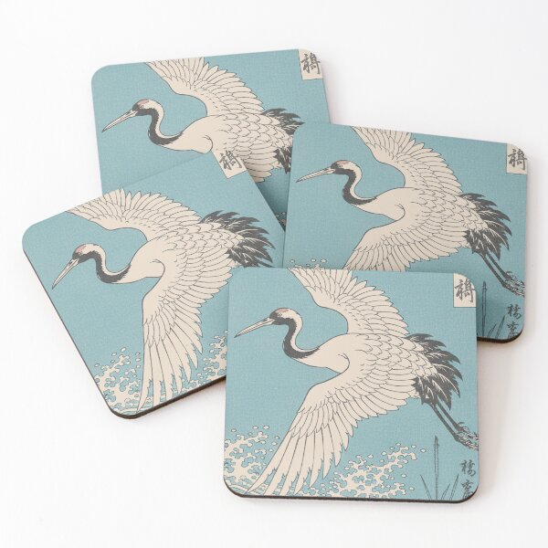 Item preview, Japanese Crane Great Wave Art - Vintage Ukiyo-e Tsuru - Minimalist Woodblock Print designed and sold by Doug0276.