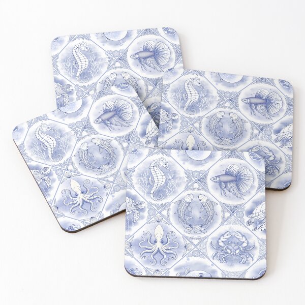 Item preview, Oceanic Dreamscape Delft Tiles - Heritage Blue designed and sold by Carina Parry Studios.