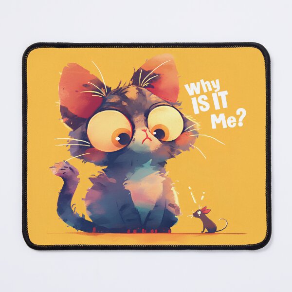 Item preview, Why Is It Me? – Funny Cat Afraid of Tiny Mouse Illustration designed and sold by Windy-market.