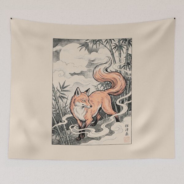 Item preview, Ukiyo-e Kitsune Fox Japanese Woodblock Print | Vintage Edo Period Nature Engraving Art designed and sold by Doug0276.