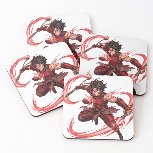 Item preview, Red Energy Anime Ninja Warrior – Dynamic Martial Arts Action Art designed and sold by AbstractAuraArt.