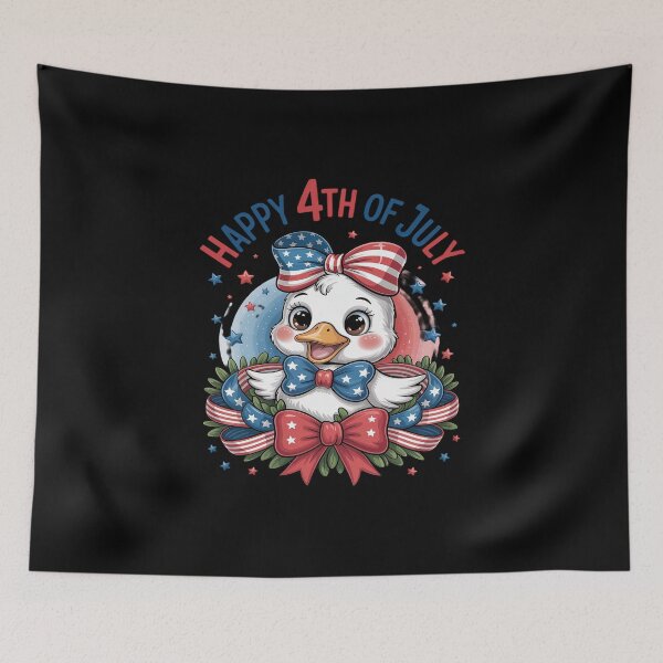 Item preview, Girly Duck 4th of July Coquette Bow USA American Flag designed and sold by imsamaharem.