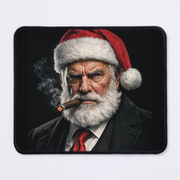 Item preview, Mafia Santa Claus Portrait – Gangster Santa Smoking Cigar Realistic Christmas Art designed and sold by TayShopMT.