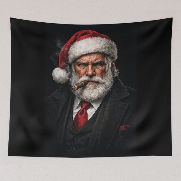 Item preview, Mafia Santa Claus Portrait – Gangster Santa Smoking Cigar Realistic Christmas Art designed and sold by TayShopMT.