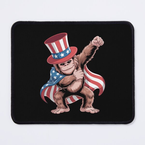 Item preview, Dabbing Bigfoot 4th of July Sasquatch American Flag designed and sold by CruelShadesSt.