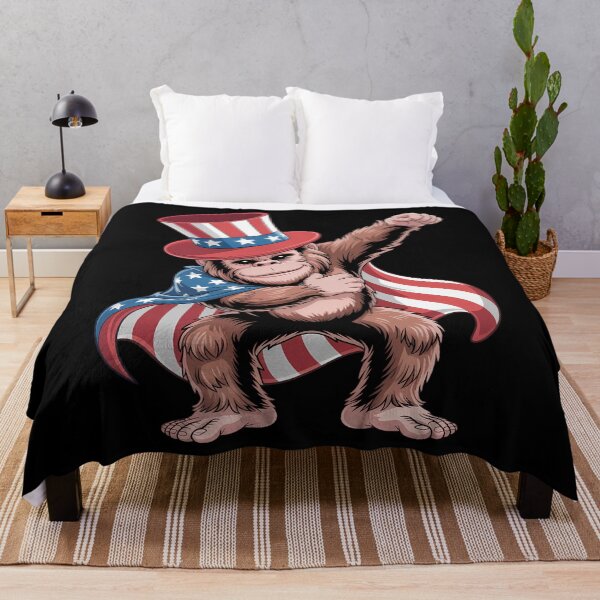Item preview, Dabbing Bigfoot 4th of July Sasquatch American Flag designed and sold by CruelShadesSt.