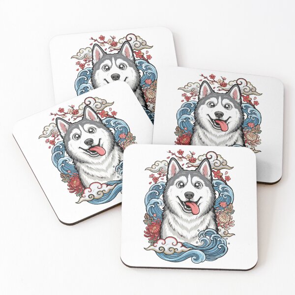 Item preview, Happy Husky Japanese Wave Floral japan Art designed and sold by Tong4130.