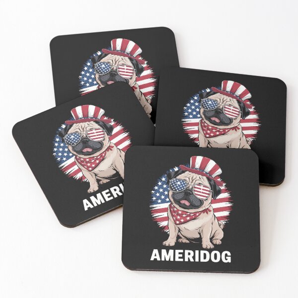 Item preview, Ameridog American flag pug dog 4th of July independence day designed and sold by CruelShadesSt.