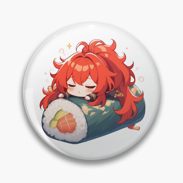 Item preview, Game Diluc Genshin Impact Chibi Sushi Kawaii Cute Red Hair Anime Boy designed and sold by CarlosBender.