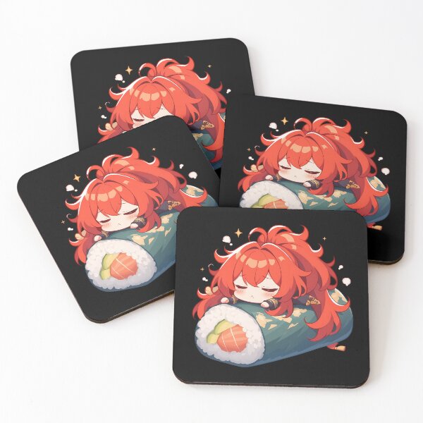 Item preview, Game Diluc Genshin Impact Chibi Sushi Kawaii Cute Red Hair Anime Boy designed and sold by CarlosBender.