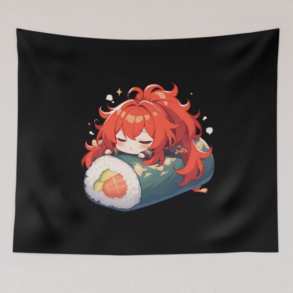 Item preview, Game Diluc Genshin Impact Chibi Sushi Kawaii Cute Red Hair Anime Boy designed and sold by CarlosBender.