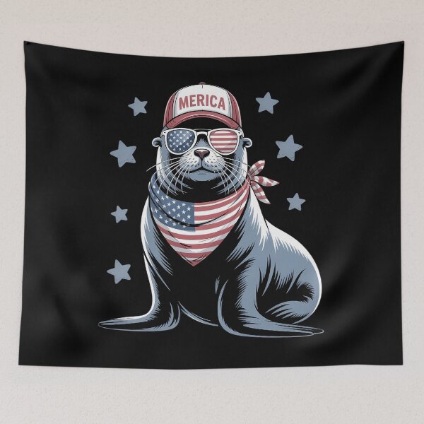 Item preview, Walrus 4th of July US American Flag Patriotic designed and sold by CruelShadesSt.