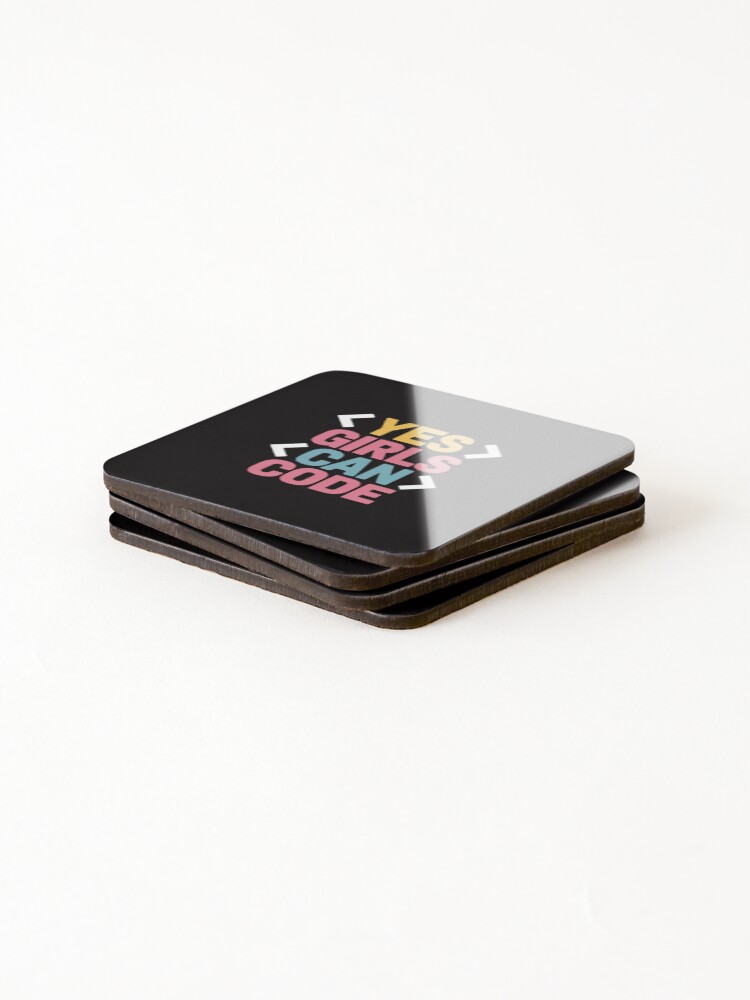 Thumbnail 4 of 5, Coasters (Set of 4), Coding Women Coder Computer Programming Yes Girls Can Code designed and sold by margaridroso.