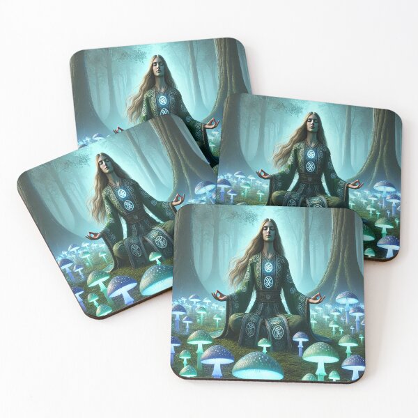 Item preview, Mushroom Meditation Art Print: The Mycelial Oracle  designed and sold by TreeWyzard Creations.
