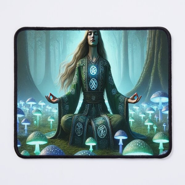 Item preview, Mushroom Meditation Art Print: The Mycelial Oracle designed and sold by TreeWyzard Creations.