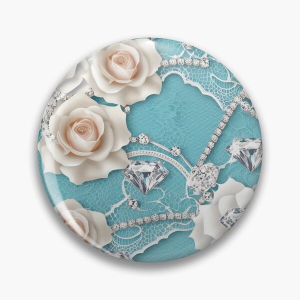 Item preview, Aqua blue - roses, diamonds pattern  designed and sold by Chippychips1.